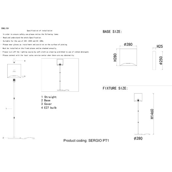 Торшер Crystal Lux SERGIO PT1 GOLD, изображение 5