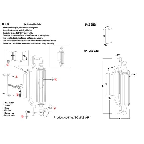 Бра Crystal Lux TOMAS AP1 CHROME, изображение 6