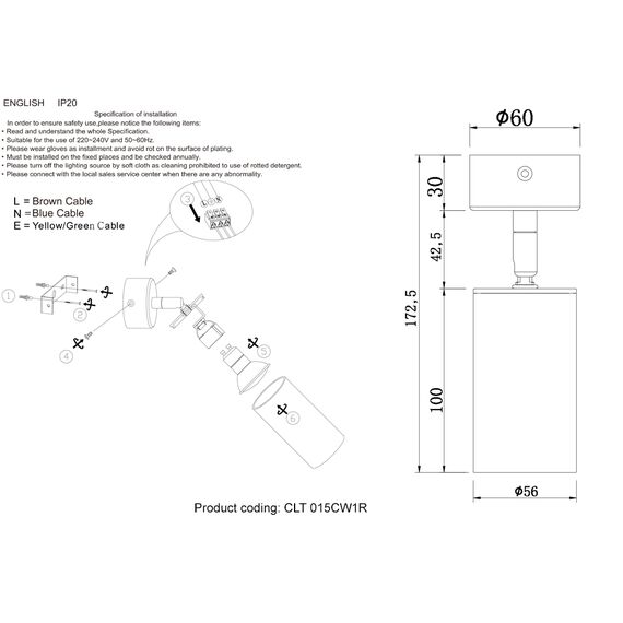 Светильник потолочный Crystal Lux CLT 015CW1R BL-GO, изображение 3