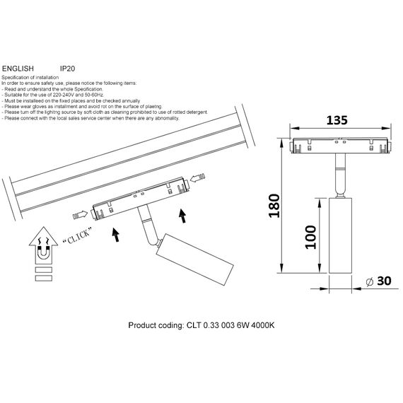 Светильник трековый магнитный Crystal Lux CLT 0.33 003 6W BL 4000K, изображение 4