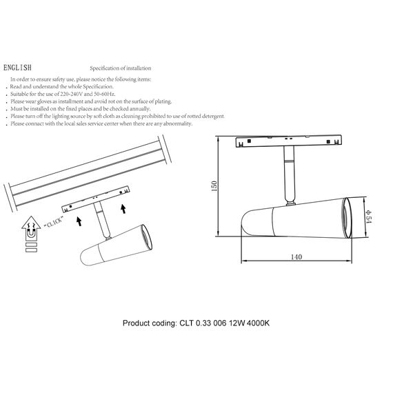Светильник трековый магнитный Crystal Lux CLT 0.33 006 12W BL-CH 4000K, изображение 3