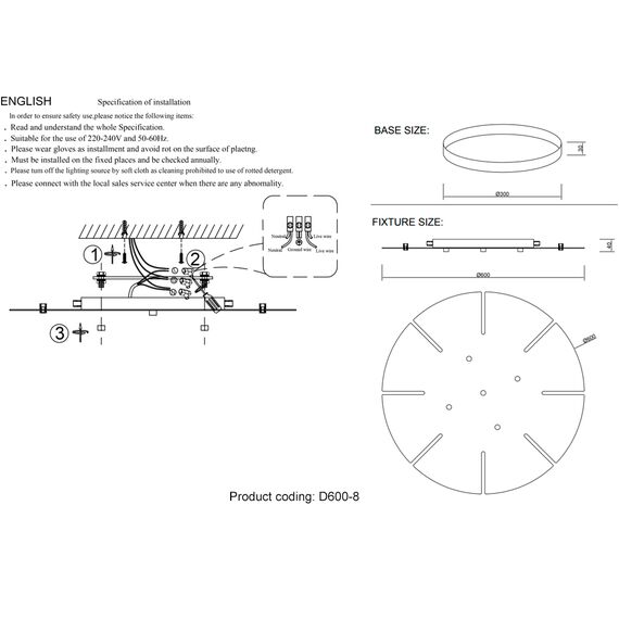 Потолочная база Crystal Lux D600-8 BRASS, изображение 2