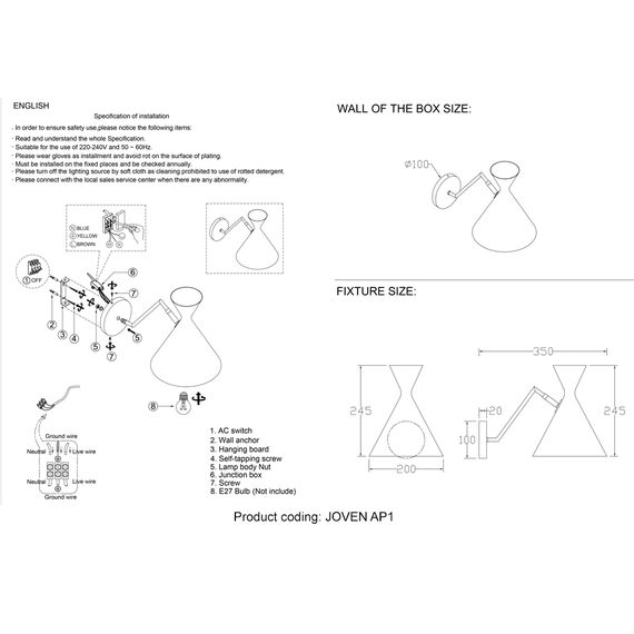 Бра Crystal Lux JOVEN AP1 GOLD/BLACK, изображение 6