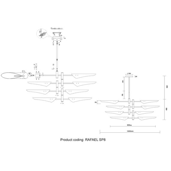 Люстра (без плафонов) Crystal Lux RAFAEL SP8 CHROME, изображение 5