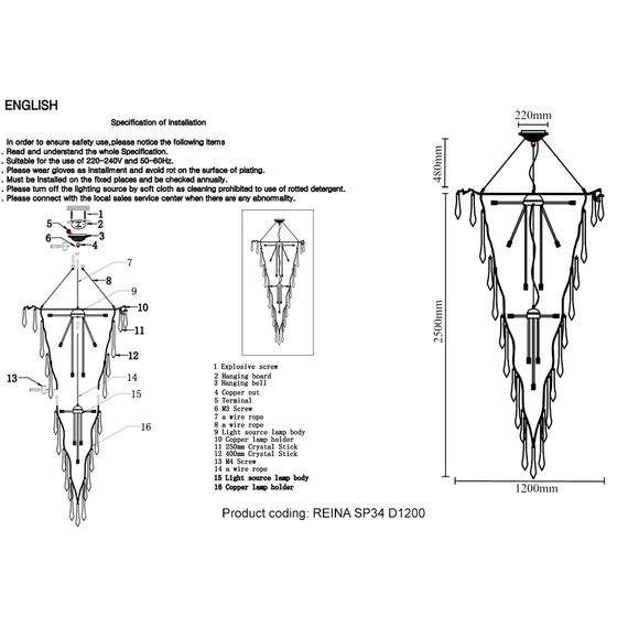 Люстра Crystal Lux REINA SP34 D1200 GOLD PEARL, изображение 2