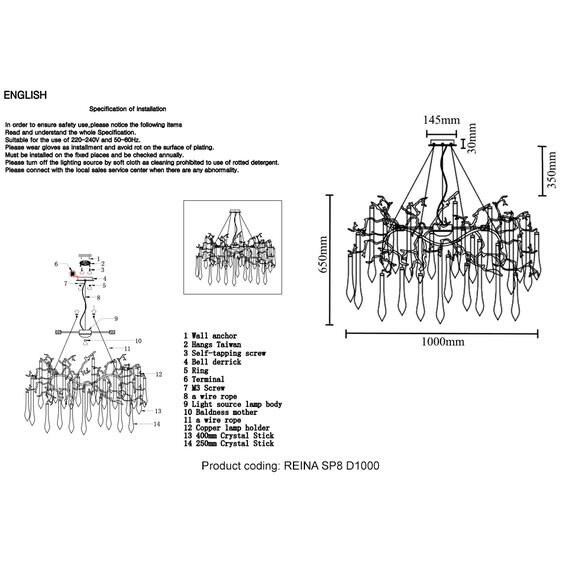 Люстра Crystal Lux REINA SP8 D1000 GOLD PEARL, изображение 5