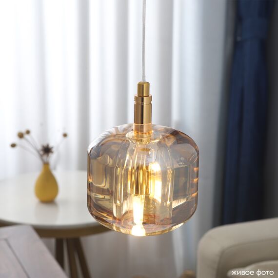 Светильник подвесной Crystal Lux BOX SP1 GOLD/AMBER, изображение 8