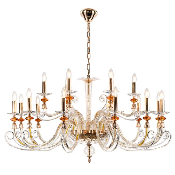 Люстра Crystal Lux CATARINA SP12+6 V2 GOLD/TRANSPARENT-COGNAC, изображение 2