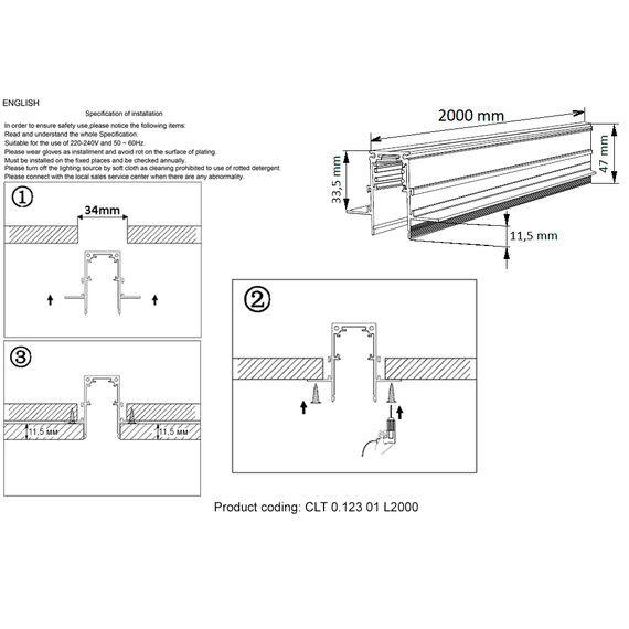 Шинопровод магнитный встраиваемый Crystal Lux CLT 0.123 01 L2000 WH, изображение 2