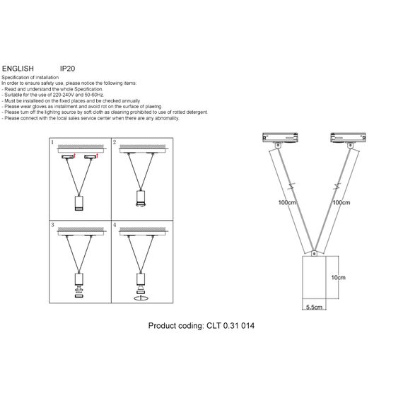 Светильник однофазный Crystal Lux CLT 0.31 014 BL, изображение 2