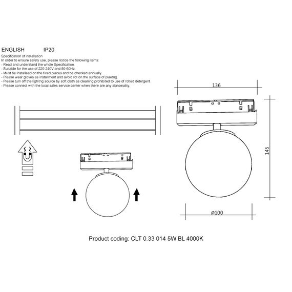 Светильник трековый магнитный Crystal Lux CLT 0.33 014 5W BL 4000K, изображение 2