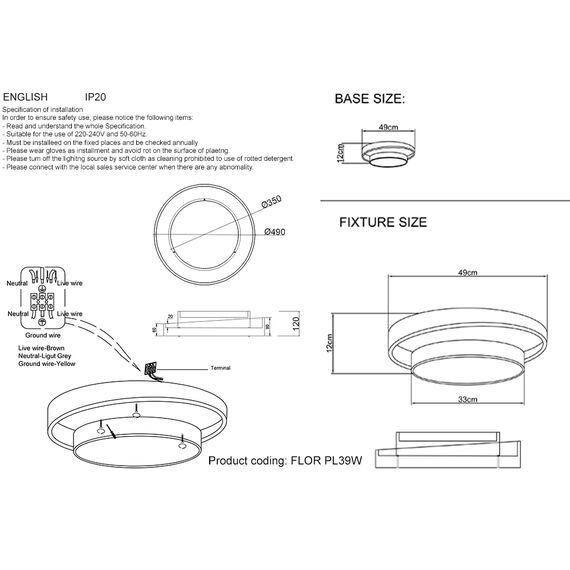 Светильник потолочный Crystal Lux FLOR PL39W LED 4000K GR, изображение 3