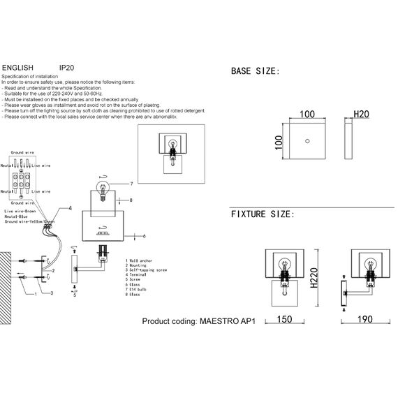 Бра Crystal Lux MAESTRO AP1 GOLD, изображение 5