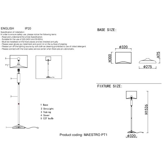 Торшеры Crystal Lux MAESTRO PT1 GOLD, изображение 5