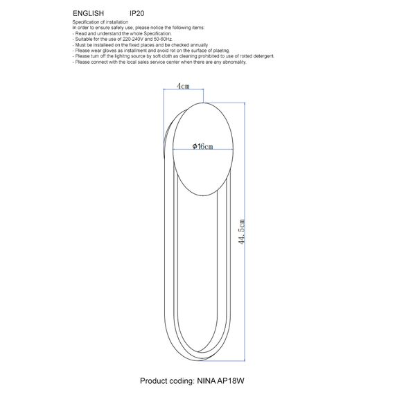 Бра Crystal Lux NINA AP18W LED BRASS, изображение 4