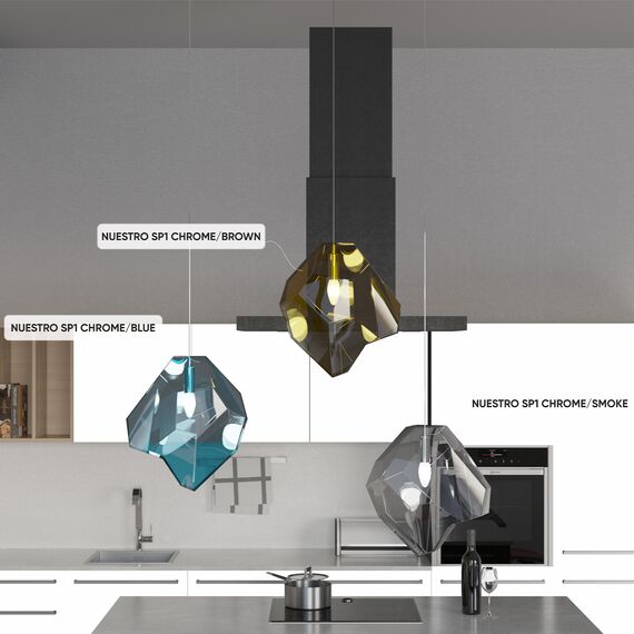 Светильник подвесной Crystal Lux NUESTRO SP1 CHROME/BLUE, изображение 4