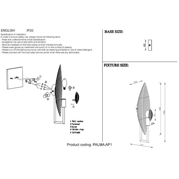Бра Crystal Lux PALMA AP1 BRONZE, изображение 4