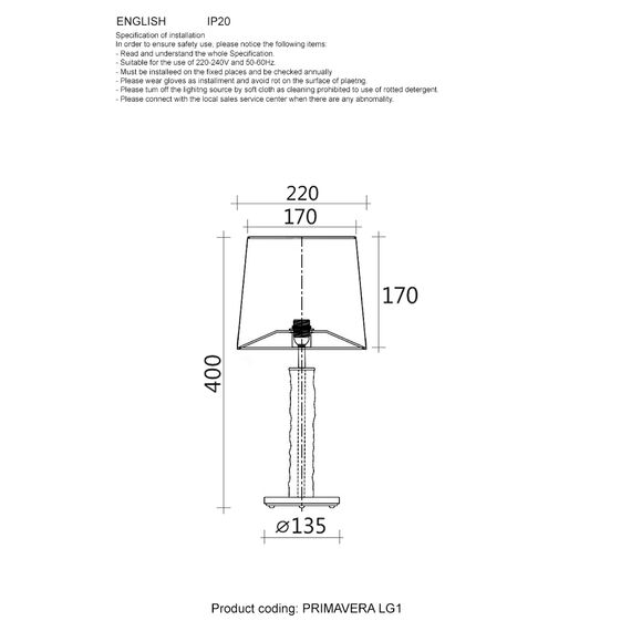 Настольная лампа Crystal Lux PRIMAVERA LG1 CHROME, изображение 6