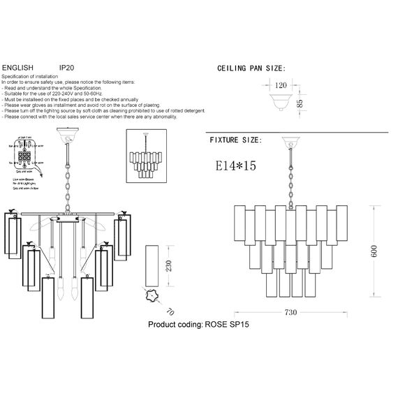 Люстра Crystal Lux ROSE SP15 BRASS, изображение 3