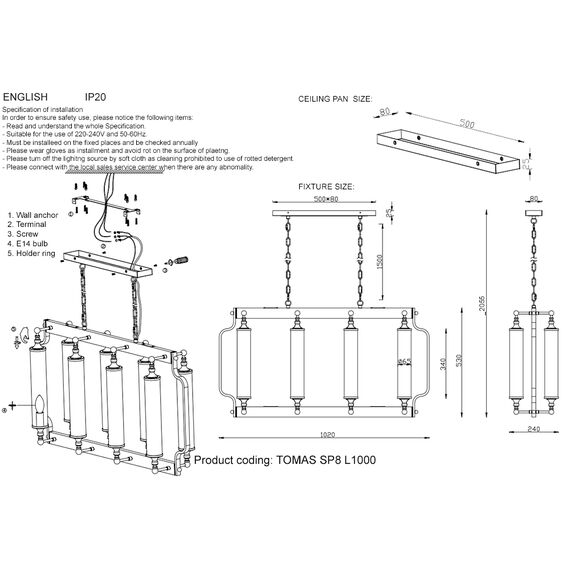 Люстра Crystal Lux TOMAS SP8 L1000 BRASS, изображение 2
