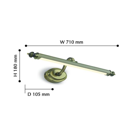 2435-2W, настенный светильник, D200xW710xH120, 1xLEDx10W, 800LM, 4000K, IP44, included, изображение 2