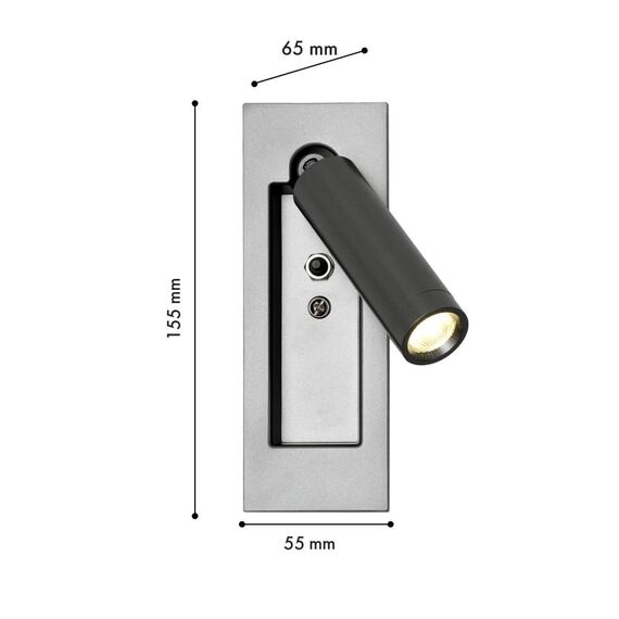 4496-1W, настенный светильник, D65xW55xH155, LEDx3W, 200LM, 4000K, included, switch, изображение 2