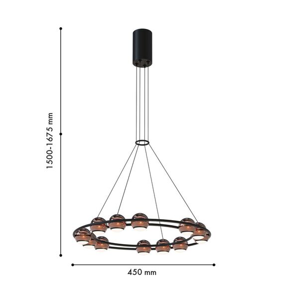 4561-12P, подвесная люстра, D450xH1500/1675, 12xLEDx4W, 2880LM, 4000K, included, изображение 2