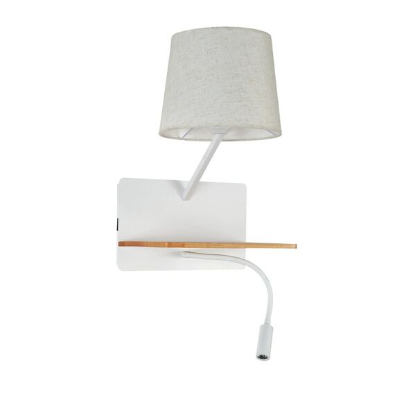 2895-1W, настенный светильник, D245xW285xH420, 1xE27x40W, excluded + 1xLEDx2W, 160LM, 3000K, included, switch, USB, изображение 2