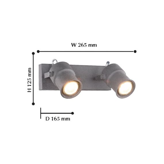 2026-2W, настенный светильник, D165xW265xH125, 2xGU10LEDx5W, 560LM, 3000K, included, изображение 2