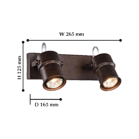 2025-2W, настенный светильник, D165xW265xH125, 2xGU10LEDx5W, 560LM, 3000K, included, изображение 2