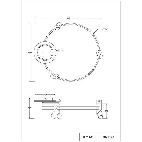 4071-3U, потолочный светильник, L680xW600xH210, LEDx135W, 3500-7000LM, 3000-6000K, included, remote control, изображение 3