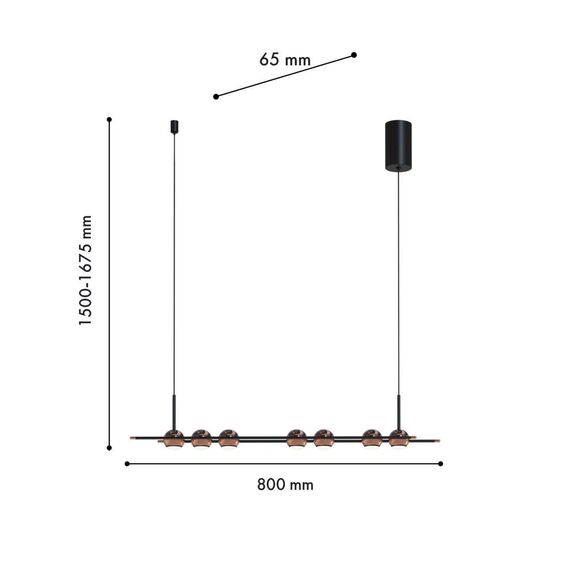 4561-7P, подвесная люстра, L800xW65xH1500/1675, 7xLEDx4W, 1680LM, 4000K, included, изображение 2