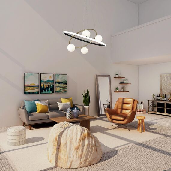 4184-6P, подвесная люстра, D600xH150/1200, 4xG9LEDx10W, excluded + LEDx70W + LEDx20W, 4050LM, 3000-6000K, included, remote control, изображение 5