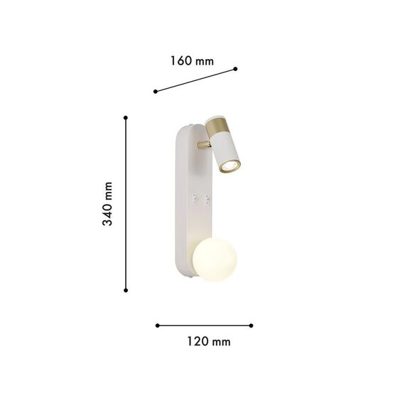 4172-2W, настенный светильник, D160xW120xH340, 1xG9LEDx10W, excluded + LEDx3W, 157LM, 4000K, included, switch, изображение 3
