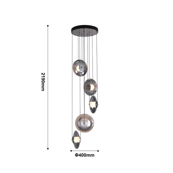 4373-5P, подвесная люстра, D400xH2190, 5xLEDx7.2W, 2520LM, 4000K, CRI>90, included, изображение 3