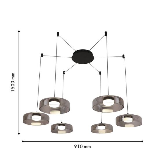 4490-6P, подвесная люстра, D910xH1500, 6xLEDx5W, 1950LM, 4000K, included, изображение 2