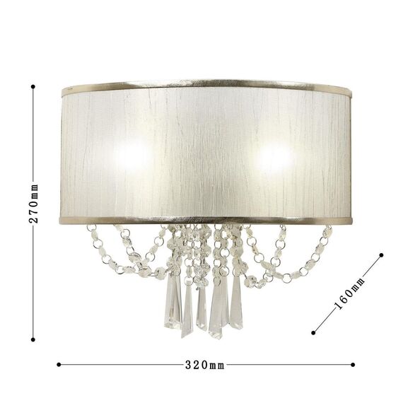 3043-2W, настенный светильник, D160xW320xH270, 2xE14x40W, excluded, изображение 3