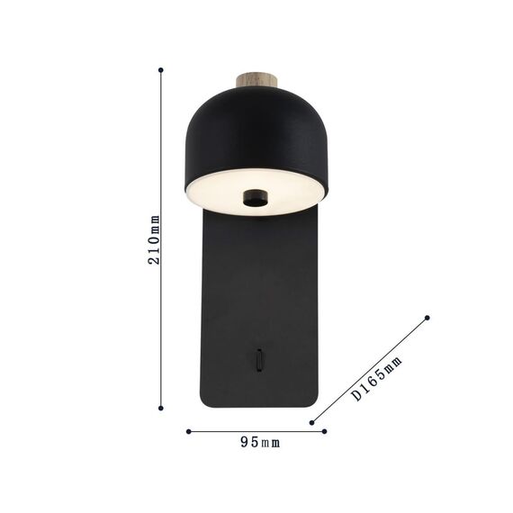 2833-1W, настенный светильник, D165xW95xH210, LEDx5W, 400LM, 3000K, included, switch, изображение 3