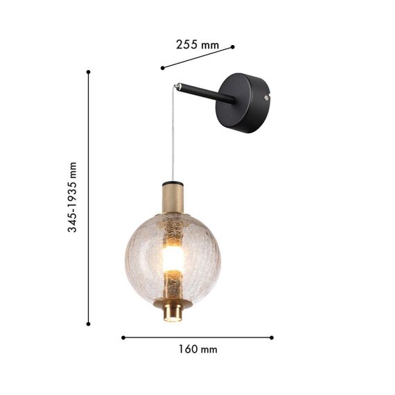 4316-1W, настенный светильник, D255xW160xH380/600, LEDx9W, 650LM, 4000K, CRI>90, included, изображение 2