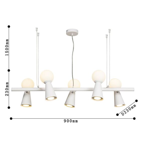 4094-5P, подвесная люстра, L900xW330xH230/1730, 5xG9LEDx3W + 5xGU10x35W, excluded, изображение 3