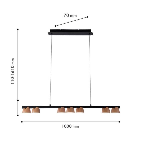 4266-7P, подвесная люстра, L1000xW70xH110/1610, LEDx32W, 1375LM, 4000K, included, изображение 2
