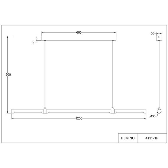4111-1P, подвесная люстра, L1200xW35xH100/1200, LEDx35W, 2300LM, 4000K, included, изображение 5