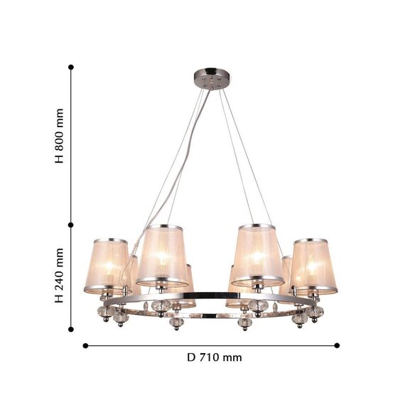 2542-8P, подвесная люстра, D710xH240/1040, 8xE14x40W, excluded, изображение 3