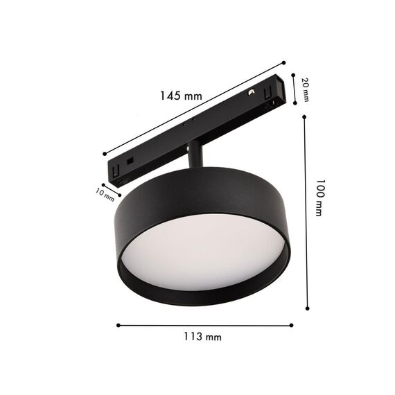 4583-1U, трековый светильник, D113xL145xH100, LEDx12W, 48V, 750LM, 2700-5700K, CRI>90, beam angle:100, included, изображение 3