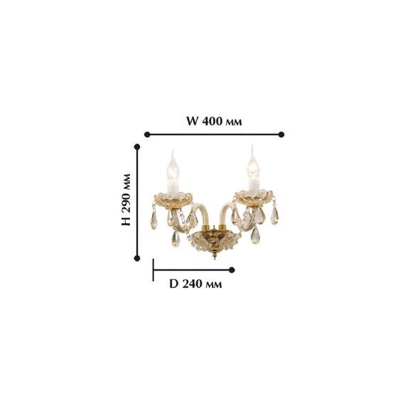 1738-2W, настенный светильник, D240xW400xH290, 2xE14x40W, excluded, изображение 2