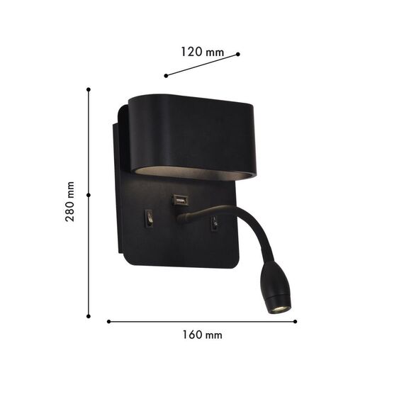 4476-2W, настенный светильник, D120xW160xH280, LEDx4W + LEDx1.5W, 220LM, 4000K, included, switch, изображение 3