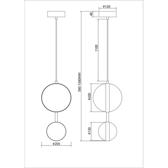 4448-2P, подвес, D205xH580/1580, LEDx15W, 1590LM, 4000K, included, изображение 9