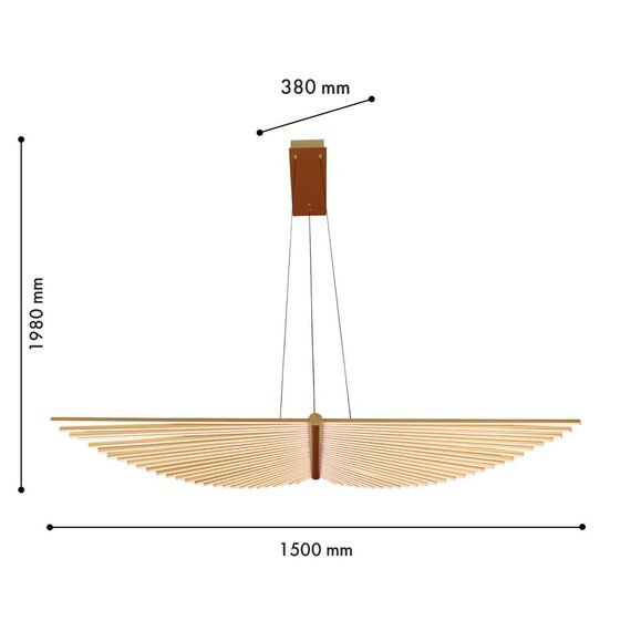 4380-1P, подвесная люстра, L1500xW380xH1980, LEDx120W, 7200LM, 4000K, CRI>90, included, изображение 2