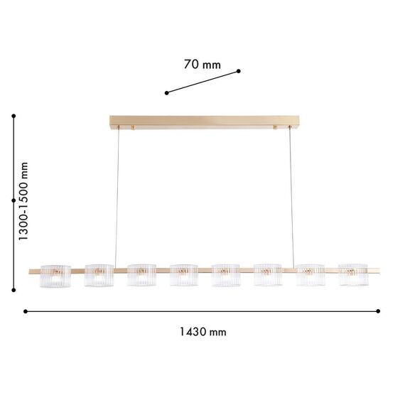 4248-8P, подвесная люстра, L1430xW70xH1300/1500, 8xLEDx5.25W, 960LM, 4000K, included, изображение 2