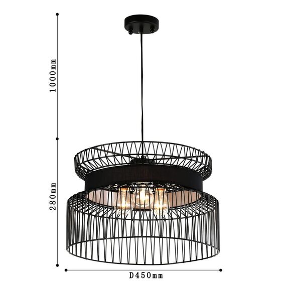 2363-2P, подвес, D450xH280/1280, 3xE27x40W, excluded, изображение 3